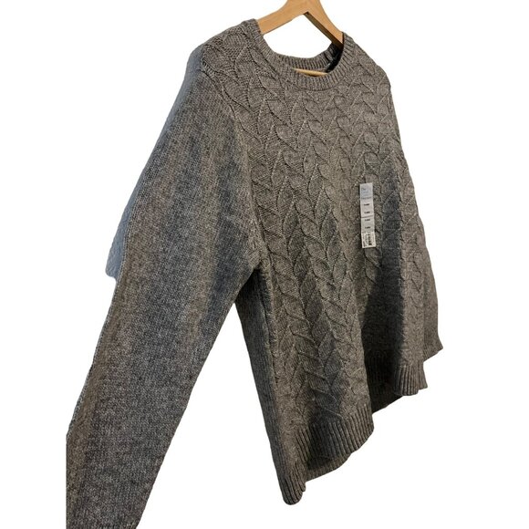 Croft & Barrow Gray Cozy-Leafy Crew Knitted Pullover Sweater Size X-Large - Picture 3 of 4
